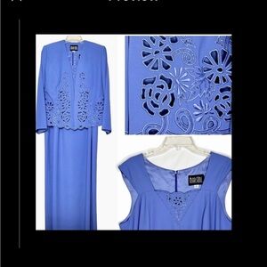 Marsoni Beaded Evening Dress with Jacket Formal Gown Periwinkle Blue
